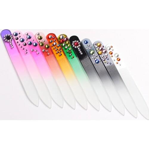 9cm Small Durable Crystal Diamond Stones Gems Glass Nail Files Buffer Manicure Pedicure Art Decorations Tool Assorted Colors