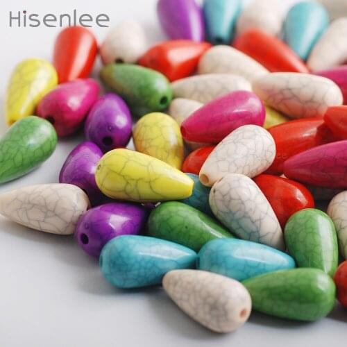Hisenlee Pear Shaped Water Drop Mixed color 11*22mm Acrylic Crack Pattern Interval Bead DIY Bracelet Beads