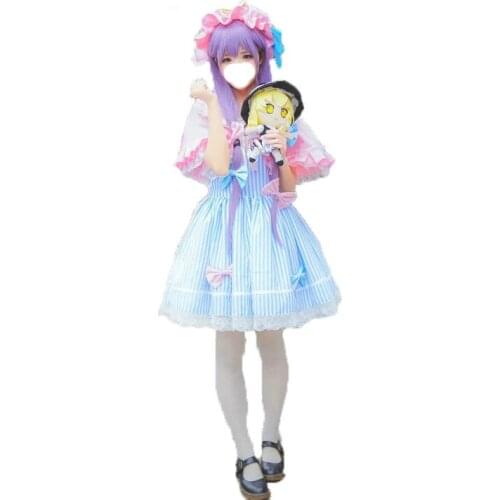 Anime TouHou Project Cosplay Costumes Patchouli Knowledge Cosplay Costumes With Hat and Cloak 11