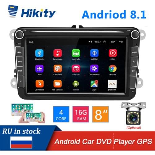Hikity Android 8.1 2 Din Car radio Multimedia Video Player DVD CD 2din auto Stereo GPS Navigation Free MAP For Volkswagen Audio