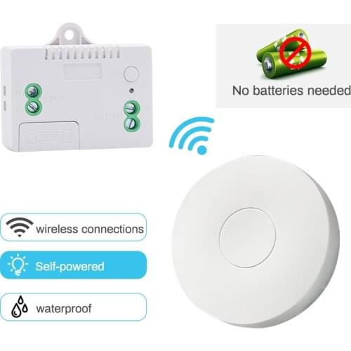Saful Wireless Self-powered Switch Push Button Remote Control 1 Gang 1 Way Waterproof Intelligent No Battery for Smart Life