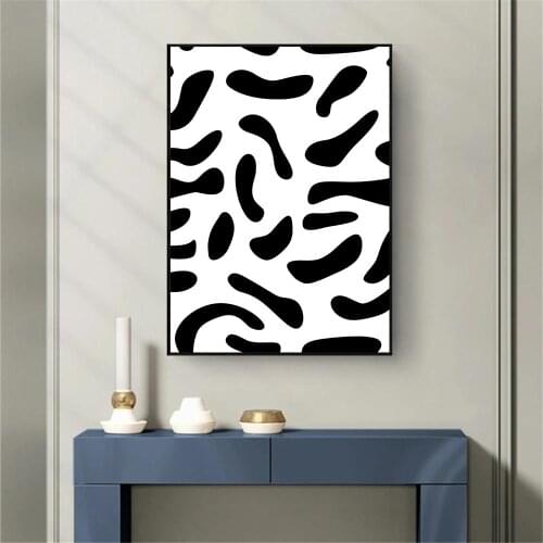 Black and White Wall Art Poster Cow Grain Art Print Geometry Canvas Painting Minimalist Pictures Modern Living Room Home Decor