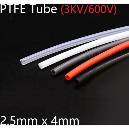 PTFE Tube ID 2.5mm x 4mm OD F46 Insulated Capillary Heat Protect Transmit Hose Rigid Pipe Temperature Corrosion Resistance 600V