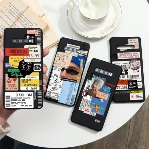Fashion Stamp Label Barcode Case For Samsung Galaxy Note 10 S10 Lite Pro S8 S9 S10e S20 Ultra S7 Edge J4 J6 Plus 2018 TPU Fundas