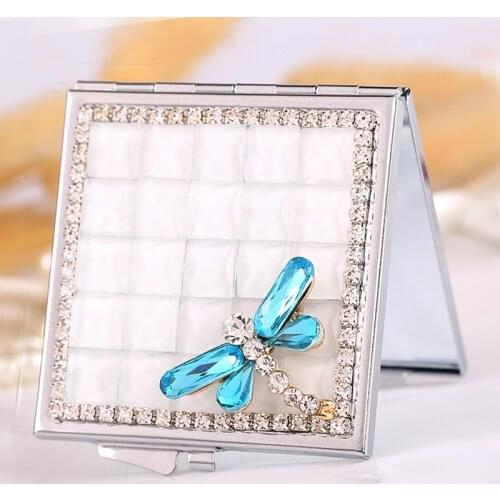 Mini beauty makeup compact pocket mirror,wedding party bridesmaid girl friend gift special souvenir,bling crystal rhinestone