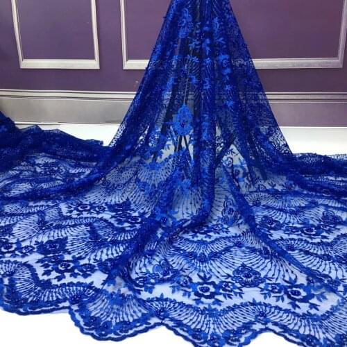 Royal Blue African Lace Fabric 2021 High Quality Lace Nigerian Tulle Lace Fabrics Bride French Net Lace Fabric For Wedding M4428