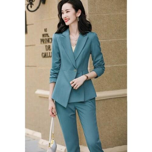 2021 new autumn high-end womens suit, western style, fashion business wear, temperament goddess fan two-piece suit