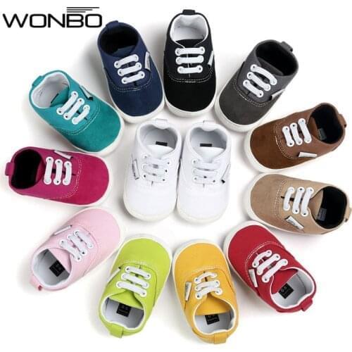 WONBO Band New Arrive Baby Moccasin Baby First Walkers Baby Canvas ShoesSoft Bottom Non-slip Fashion Newborn Babies Shoes