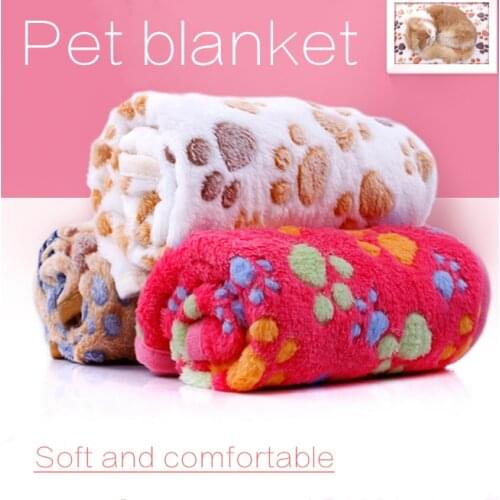 3 Colors 40x60cm 75x50cm Cute Floral Pet Sleep Warm Paw Print towl Dog Cat Puppy Fleece Soft Dog Blanket Pet Dog Beds Mat