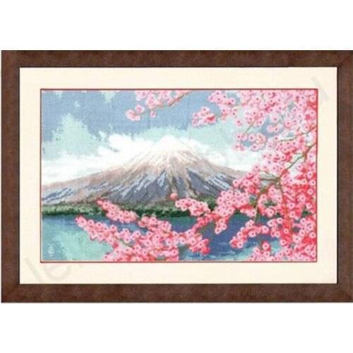 Cherry blossoms-Mount Fuji Counted Cross Stitch 11CT 14CT 18CT DIY Cross Stitch Kits Embroidery Needlework Sets home decor