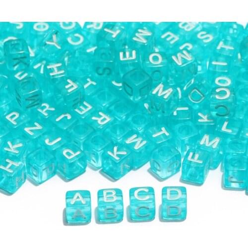 Lake Blue Mix Acrylic Letter Beads 6x6mm Square Alphabet Spacer Loose Beads For Jewelry Making Diy Necklace Bracelet Accessories