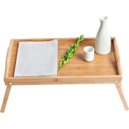 Bamboo Wood Bed Tray Breakfast on The Bed Laptop Desk Simple Dining Table for Sofa Bed Table Picnic with Handle Small Tables