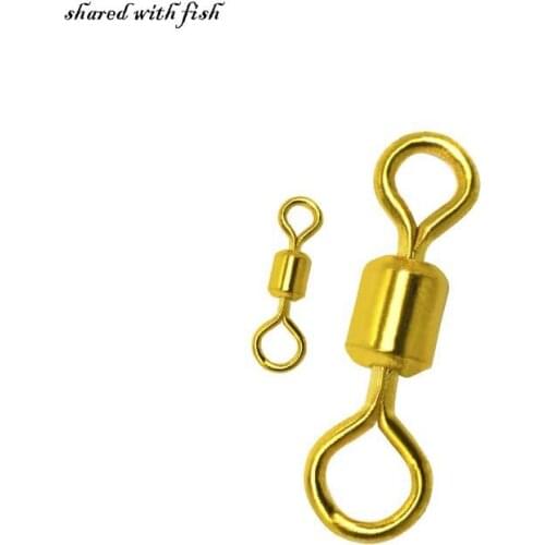 10PCS/lot Shape Stainless Steel Ball Bearing gold Fishing Rolling Swivels Solid Rings Connector Lures Fishing Tackle 2001a