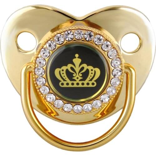 Silicone Funny Baby Pacifier Golden Bling Dummy Nipple Teethers Toddler Pacy Orthodontic Teat Infant Gift 0-18 Months