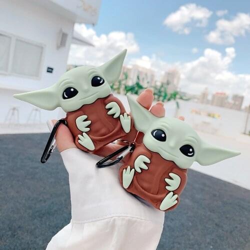 Disney Cartoon Anime Figures Baby Yoda Suitable for AirPods 1/2 Earphone Sleeve Silicone Bluetooth Headset Protective Case Gifts