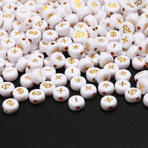 Mixed White Acrylic Letter Beads 4x7mm Round Symbol Spacer Beads Loose For Jewelry Making Diy Necklace Bracelet Accessories