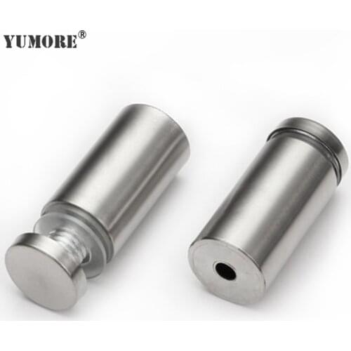 YUMORE 10pcs/lot Hollow Glass Fasteners Stainless Steel Sign Holder Screws 12mm Glass Standoff Pin Nails Billboard Fixing Screws