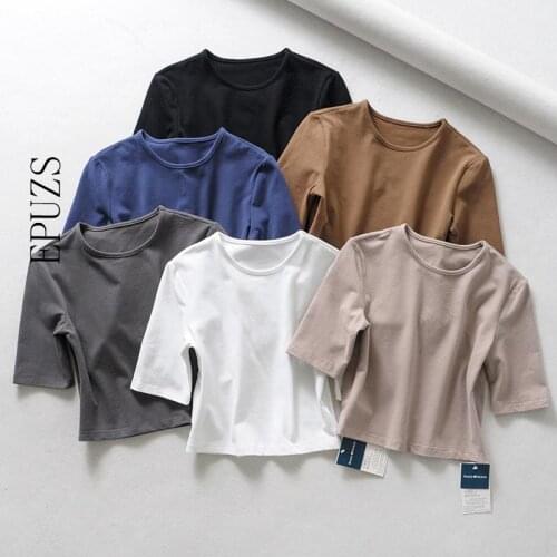 Vintage white black knitted crop tops women summer top streetwear short sleeve t shirt women tshirt streetwear Korean clothes