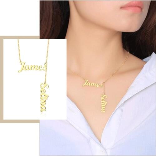 Personalized 2 Names Pendant Necklaces for Women Custom Letters Stainless Steel BFF Birthday Gifts Jewelry