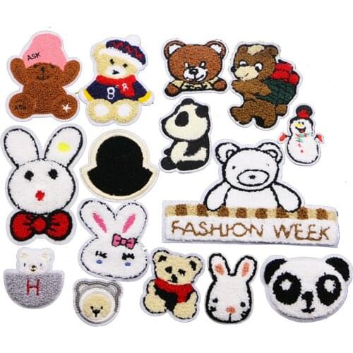 1 PCS Cute Cartoon Animal Bear Rabbit Panda Snowman Dog Patch Babys Clothes Patch Backpack Decoration Small Decal Kitten