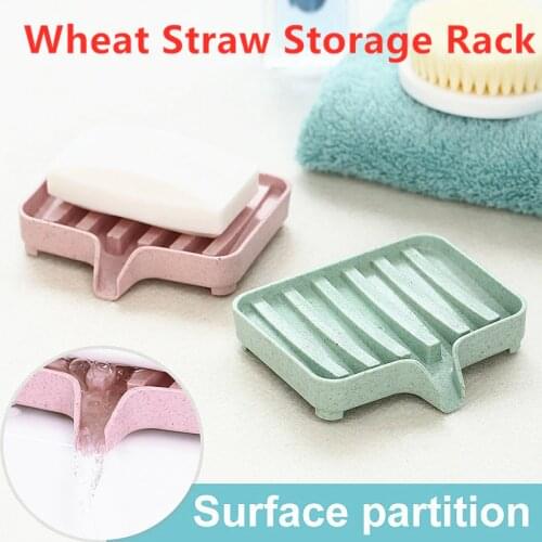 1PC New Soap Dish Plate Holder Sponge Holder PP Wheat Straw Storage Rack Drain Soap Box Tray Soapbox Shower Soap Tray Tools