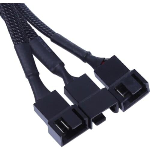 1PC 1 To 3 Way Splitter Black Sleeved 4-Pin PWM Connector Fan Extension Cable