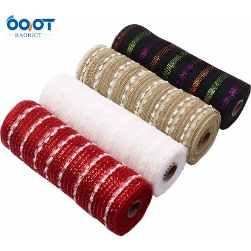 10Inch(260mm)x18Feet(6Yards)1Roll/lot.Deco Poly Mesh Ribbon Christmas Halloween DIY Holiday Decoration Ribbon Weddings 21902-1