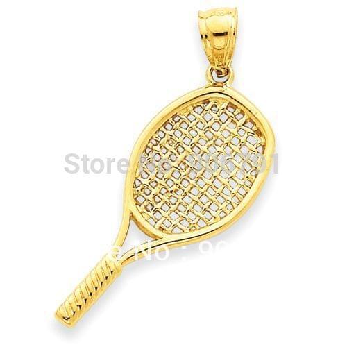 100pcs solid polished tennis racquet pendant charm jewelry