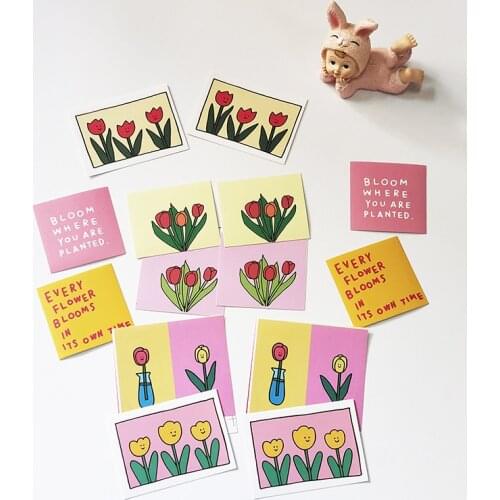 14pcs/bag Tulip Flower Series Decorative Stickers Scrapbooking Diary Album Mobile Phone DIY Labels Sealing Sticker Stationery