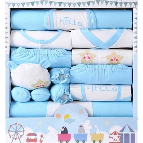 18 PCS Newborn Cotton Unisex Baby Girl Clothes Rompers Pants Hats Gloves Socks Baby Boy Clothes Long Sleeve Baby set