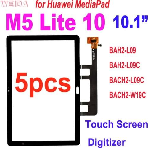 5pcs 10.1” Touch for Huawei MediaPad M5 Lite 10 BAH2-L09 BAH2-L09C BACH2-L09C Touch Screen Digitizer Panel Front Glass Replace
