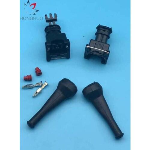 50 pcs FREE shipping 282189-1 female 2 pin wire sealed automotive plastic black housing electric connector