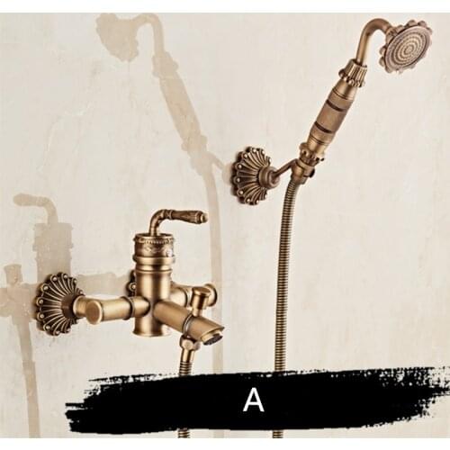 Bamboo Shower Faucet Mixer Tap Antique Bronze Brass Bath Shower Faucet Set Bathtub Faucet Torneira Bath