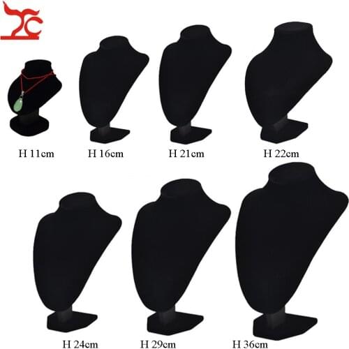 Velvet Necklace Jewelry Mannequin Stand Black Chain Beads Display Showing Bust Pendant Organizer Showcase Bust