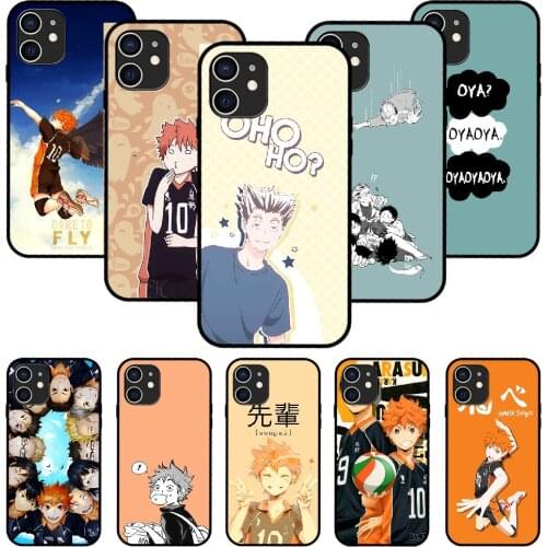 For iPhone 11 12 8 Plus Mini Pro X XR XS Max 4 5 7 6 6S 8 SE Phone Case Black Cover Bumper 3D Shell Haikyuu Volleyball