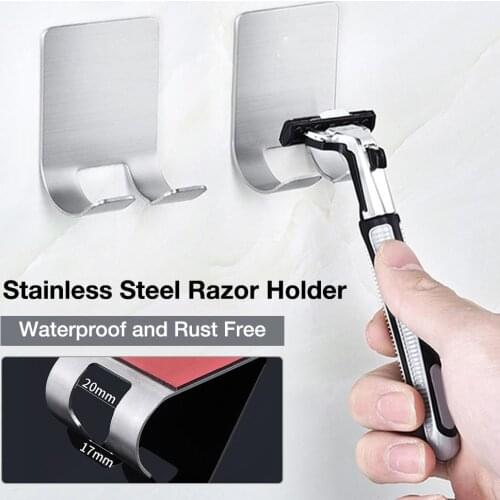 Razor Holder Shaver Hanger Stand Self Adhesive Stainless Steel Heavy Duty Utility Storage Hook Shower Hook For Razor