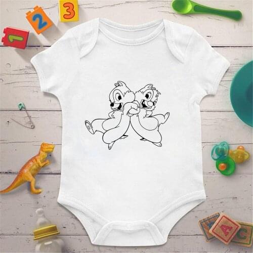 Baby Rompers Newborn Disney Chip And Dale Printed Kawaii Jumpsuits Baby Boys Girls Clothes Bodysuits Infant Toddler Playsuits