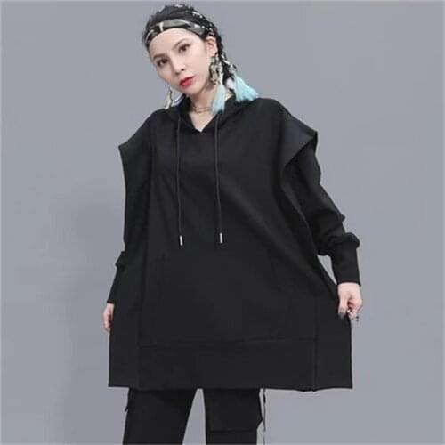 European station in Spring and Autumn Cold Wind large-size in the long-european Fan hoodie small crowd personality stitc