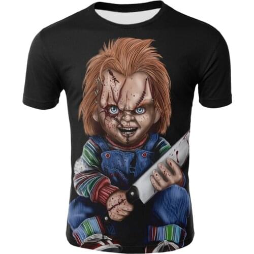 Summer new horror movie Chucky T-shirt 3D printing T-shirt Cool men and women all-match T-shirt casual streetwear clown T-shirt