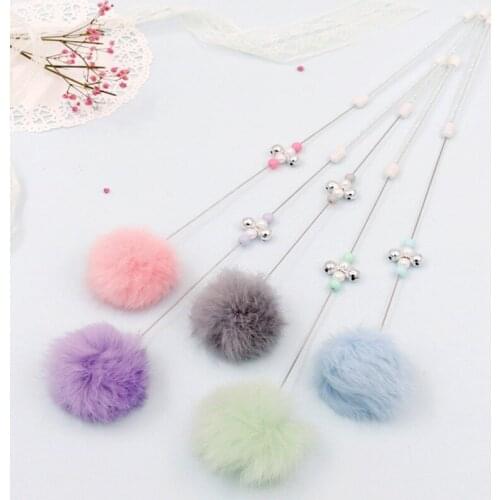 Cat Teaser Interactive Toy Play Fun Kitten Toys Rod with Bell and Rabbit Hair Feather Small Pet Supplies
