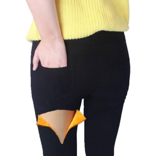 Office lady autumn winter Ol pants thich warm fleece skinny pant high waist fashion slim pencil leggings