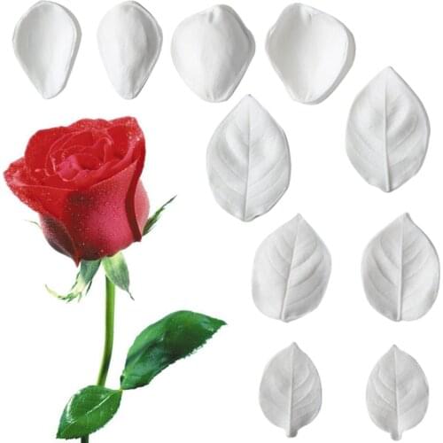 Rose Petals & Leaves Silicone Mold Fondant Cakes Decorating Tool Molds Sugarcraft Chocolate Baking Tools For Cakes Gumpaste Form