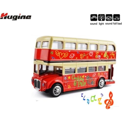 Toys Model Simulation Bus London City Double-Decker Sightseeing Bus Alloy Model Full Back 1:32 Display Boutique Children Toys