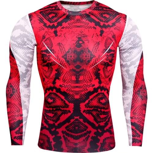 Long Sleeve Mens Skinny Running T-shirt Compression Shirt Rashguard MMA Outdoor Cycling Sportswear Gym Sports Shirt Men Costume