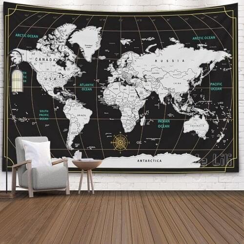 World Map Tapestry Dorm Room Wall Decor
