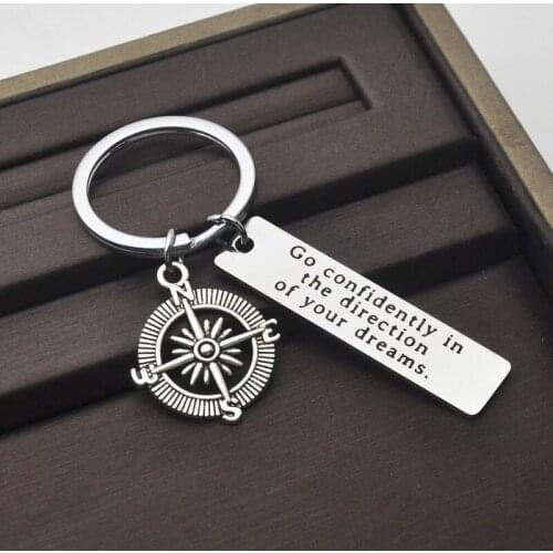 Oein Popular Keychain 2021 Stainless Steel Key Chain Holiday Gift Handwork Gift for Compass Key ring Mirror Polishing Llavero