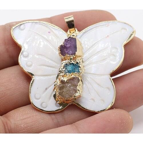 Natural Shell Pendant The Mother Of Pearl Butterfly-Shaped Pendant For Jewelry Making DIY Necklace Bracelet Accessory
