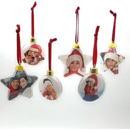 DIY Transparent Photo Five-star Ball Christmas Decoration Valentines Day Gift Supplies for X-mas Tree Hanging Decorations Party