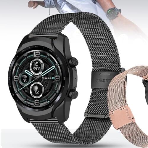 For TicWatch Pro & Pro 3 Strap Pro3 E2 S2 Watchband Milanese Bracelet Stainless Steel 22mm Watch Band Metal Wristband