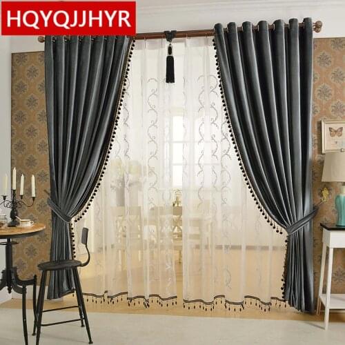 European Luxury 6 Color Velvet Curtains For Living Room Solid Color Velvet Simple Modern Luxury Curtains For Bedroom/Kitchen